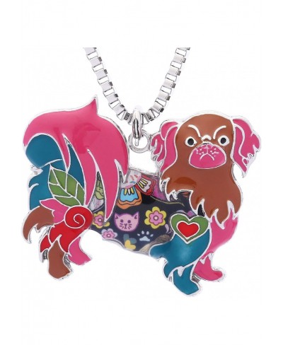 Pekingese Pendant Necklace for Women Birthday Gift Multicolor Enamel Dog Pets Jewelry $17.67 Pendants & Coins