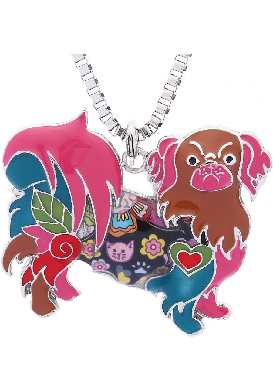 Pekingese Pendant Necklace for Women Birthday Gift Multicolor Enamel Dog Pets Jewelry $17.67 Pendants & Coins