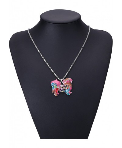 Pekingese Pendant Necklace for Women Birthday Gift Multicolor Enamel Dog Pets Jewelry $17.67 Pendants & Coins