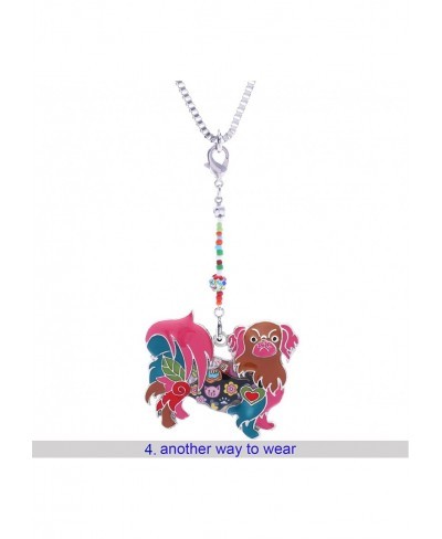 Pekingese Pendant Necklace for Women Birthday Gift Multicolor Enamel Dog Pets Jewelry $17.67 Pendants & Coins