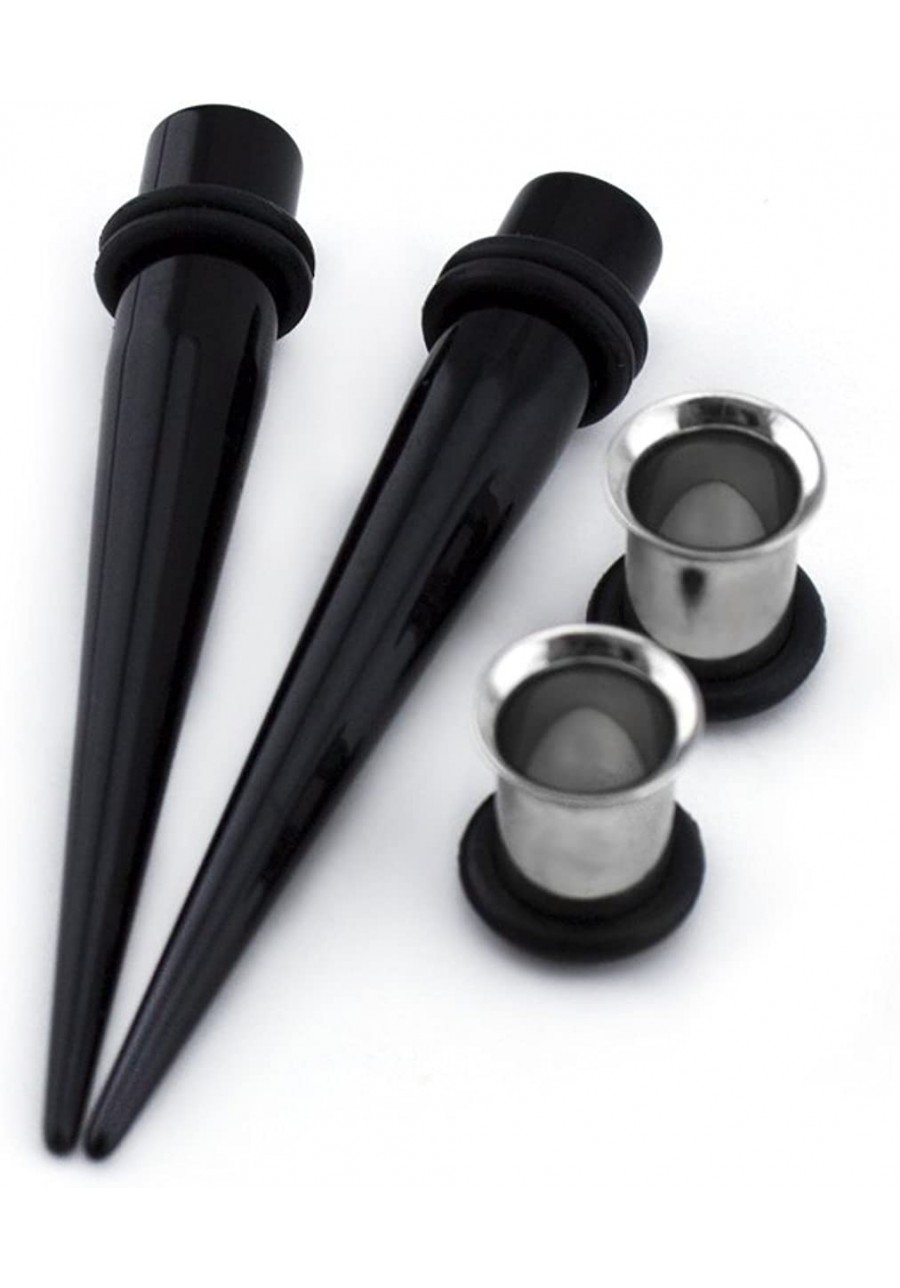 2 Gauge Ear Stretching Kit - (2G - 6mm) 2 Black Acrylic Tapers & 2 Steel Tunnels (4 Pieces) $11.97 Piercing Jewelry