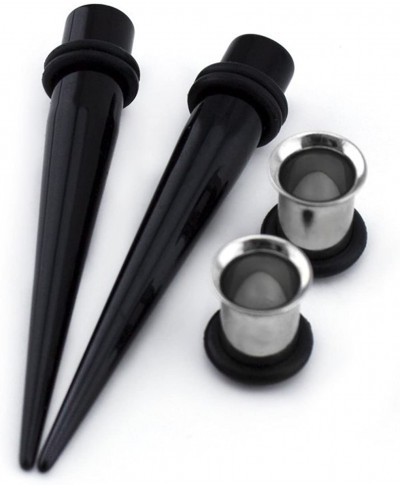 2 Gauge Ear Stretching Kit - (2G - 6mm) 2 Black Acrylic Tapers & 2 Steel Tunnels (4 Pieces) $11.97 Piercing Jewelry