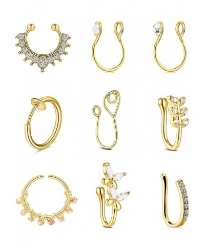 Fake Nose Ring Hoop Fake Septum Clip on Nose Cuffs for Non Pierced Nose $8.92 Faux Body Piercing Jewelry