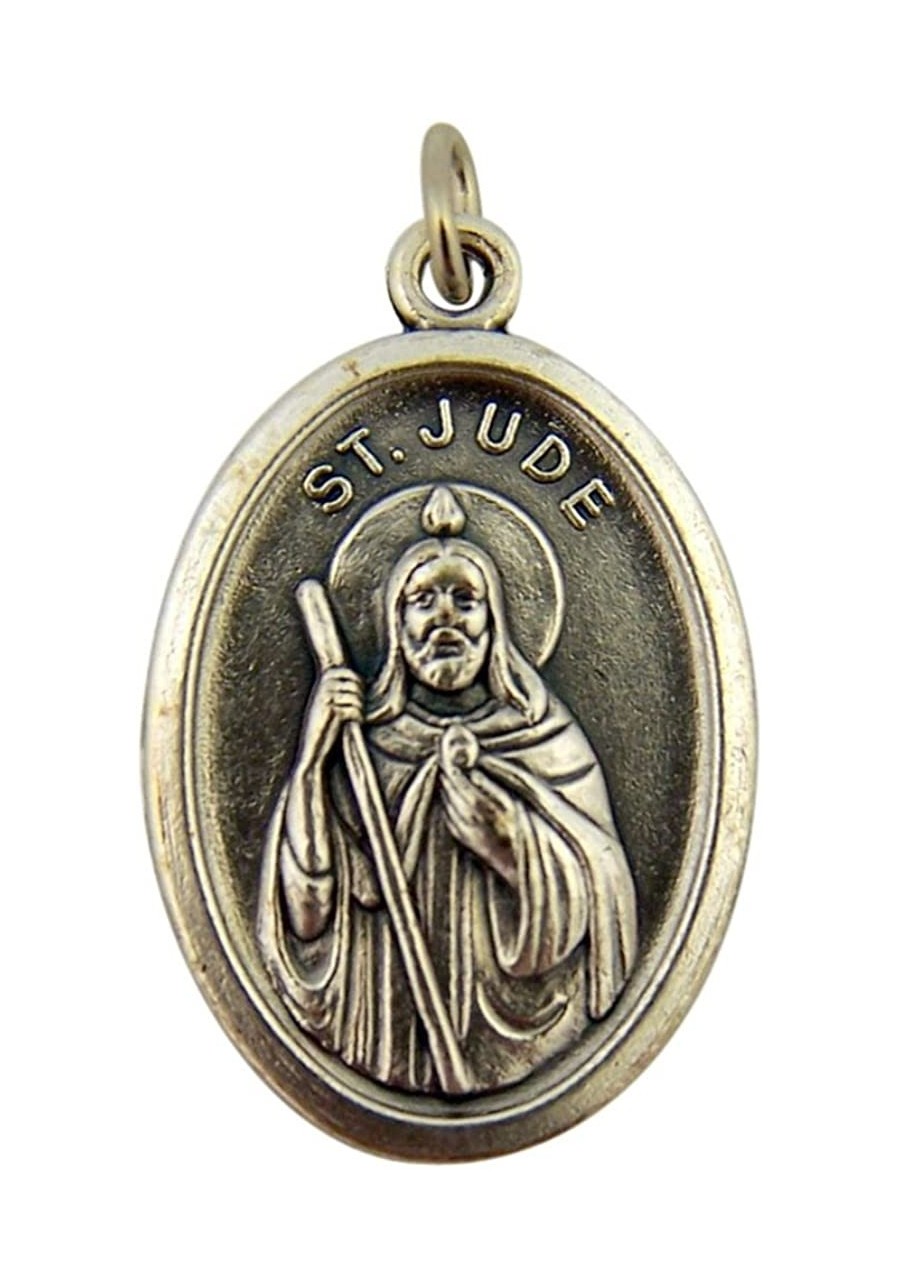 Silver Toned Base Saint Jude Patron of Lost Causes Pendant Medal 1 Inch $9.96 Pendants & Coins