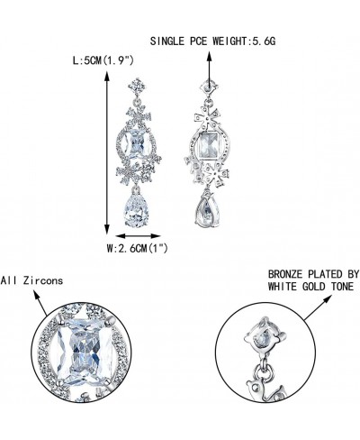 Women's CZ Birthstone Floral Teardrop Bridal Dangle Earrings Silver-Tone $15.87 Drop & Dangle