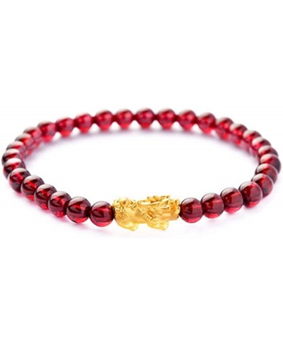 Feng Shui The Best Prosperity Red Bead Garnet Bracelet with Golden Pi Xiu/Pi Yao Lucky Wealthy Amulet Brecelet Jewelry $11.62...