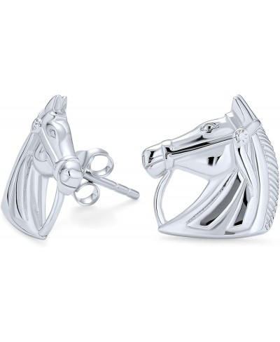 Equestrian Equine Gift Thoroughbred Horse Cowgirl Stud Earrings For Women For Teen 925 Sterling Silver $25.60 Stud