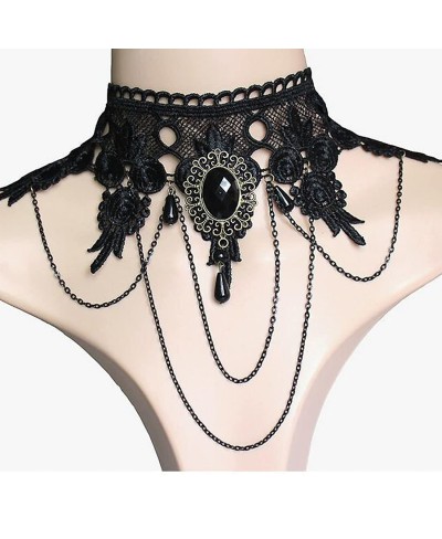 Halloween Gothic Black Lace Choker Necklaces Tassel Collar Choker Jewelry Adjustable for Women and Girls $10.84 Chokers