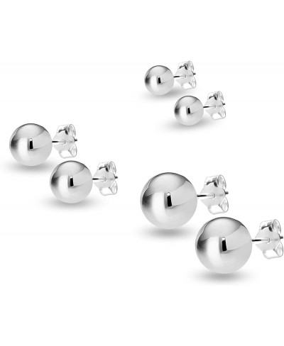 Set of 3 Pairs 925 Sterling Silver Classic Ball-Post Stud Earrings for Girl Teen Women 3 6 8 MM $17.02 Stud