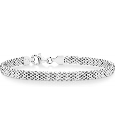 925 Sterling Silver Italian 5mm Mesh Link Chain Bracelet for Women Made in Italy $16.52 Link