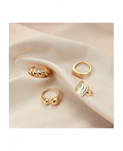 16Pcs Gold Chunky Dome Ring Set for Women Girls 18K Gold Plated Stackable Open Link Ring Trendy Braided Twisted Geometric Hea...