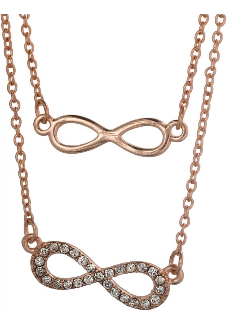 Infinity with Stone Rose Gold-tone Double Layer 18" Necklace $11.11 Chains