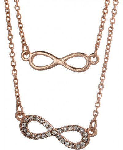 Infinity with Stone Rose Gold-tone Double Layer 18" Necklace $11.11 Chains