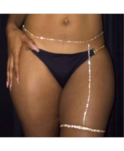 Rhinestone Waist Chains Gold Crystal Belly Chain Sparkly Leg Thigh Chain Body Accessories Jewerly for Women and Girls $8.71 B...