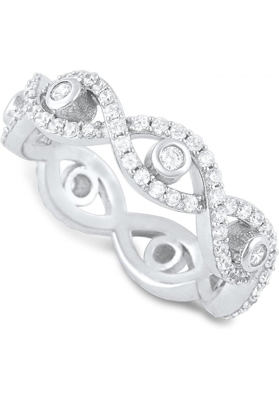 Sterling Silver Cz Infinity Eternity Ring 5mm - (Size 4 - 9) $35.34 Eternity Rings