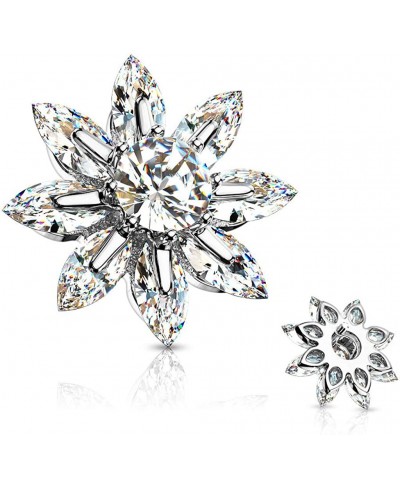 Round CZ Centered Marquise CZ Petal Flower Dermal Anchor Top $13.62 Piercing Jewelry