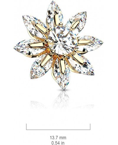 Round CZ Centered Marquise CZ Petal Flower Dermal Anchor Top $13.62 Piercing Jewelry