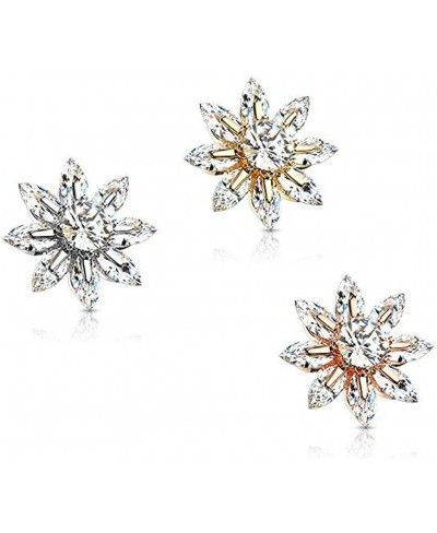 Round CZ Centered Marquise CZ Petal Flower Dermal Anchor Top $13.62 Piercing Jewelry