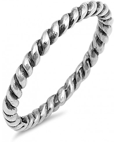 Oxidized Rope Wedding Stackable Ring .925 Sterling Silver Toe Band Sizes 2-12 $14.15 Bands