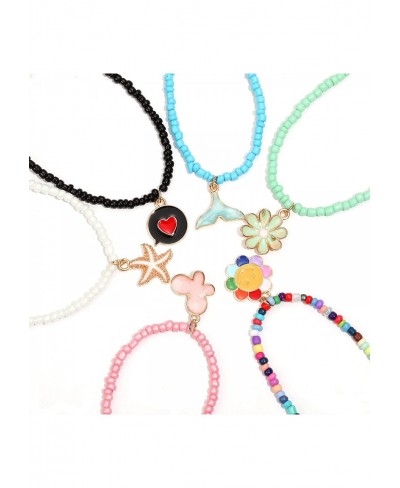 Y2K Heart Beaded Necklaces for Women Teen Girls Colorful Beaded Choker Necklace Set Preppy Necklace Set Cute Bohemian Heart B...