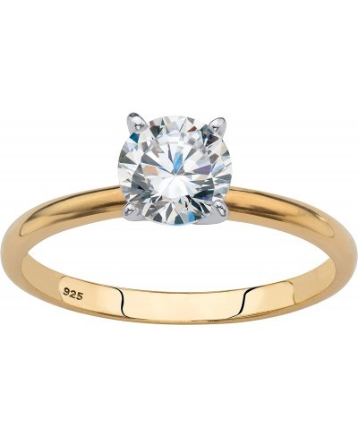 Yellow Gold-Plated or Sterling Silver Round Cubic Zirconia Solitaire Engagement Ring $45.49 Engagement Rings