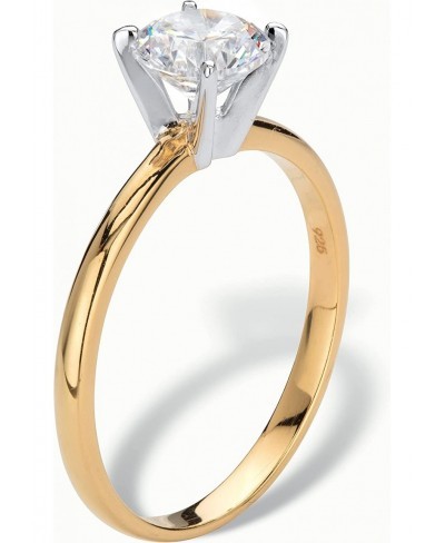 Yellow Gold-Plated or Sterling Silver Round Cubic Zirconia Solitaire Engagement Ring $45.49 Engagement Rings