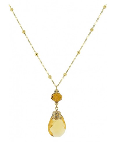 Topaz Briolette Teardrop Crystal Pendant Necklace 16" + 3" Extender $30.88 Pendant Necklaces