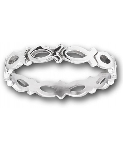 Eternity Christian Fish Stackable Ichthus Ring Stainless Steel Band Sizes 5-13 $17.94 Bands