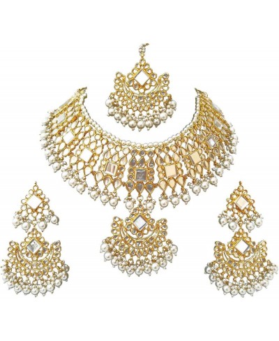 Indian Wedding Kundan Jewelry Choker Necklace Set for Women $43.17 Jewelry Sets