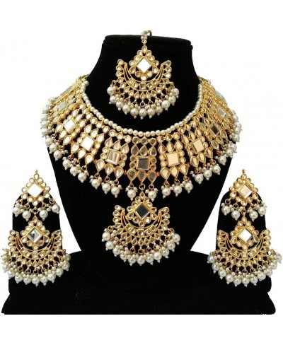 Indian Wedding Kundan Jewelry Choker Necklace Set for Women $43.17 Jewelry Sets