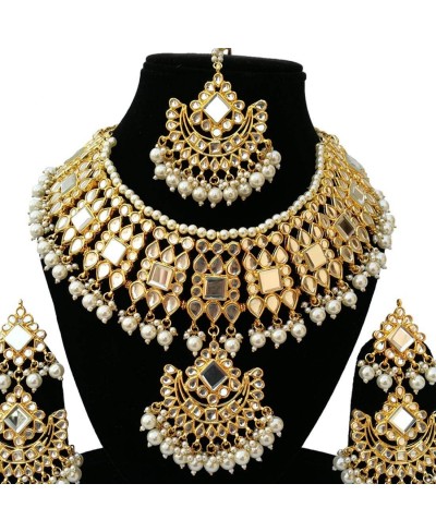 Indian Wedding Kundan Jewelry Choker Necklace Set for Women $43.17 Jewelry Sets