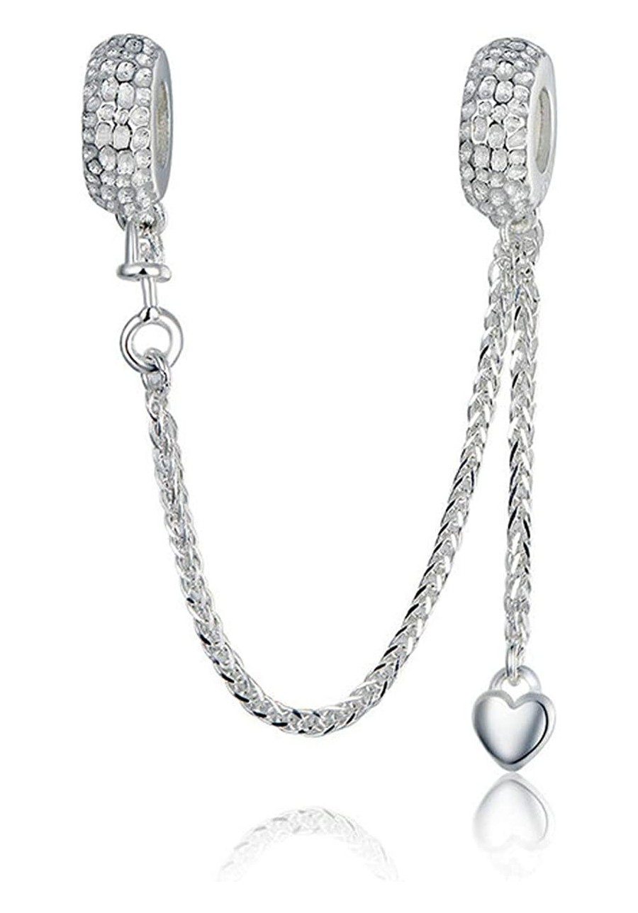 Heart Clasp Safety Chain Charm Authentic 925 Sterling Silver Clip Lock Stopper Charm Spacer Beads for Charms Bracelets $16.03...