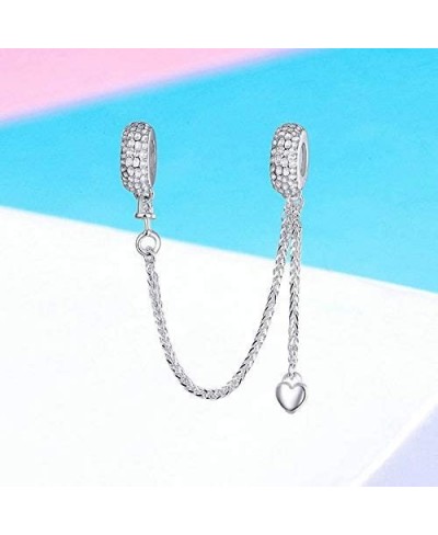 Heart Clasp Safety Chain Charm Authentic 925 Sterling Silver Clip Lock Stopper Charm Spacer Beads for Charms Bracelets $16.03...