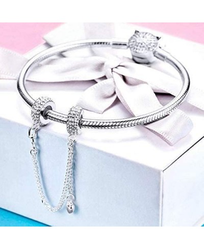 Heart Clasp Safety Chain Charm Authentic 925 Sterling Silver Clip Lock Stopper Charm Spacer Beads for Charms Bracelets $16.03...