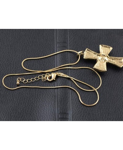 Women's Antique Gold Toned Faux Pearl Gray Topaz Crystals Faith Cross Pendant Necklace $22.55 Pendant Necklaces