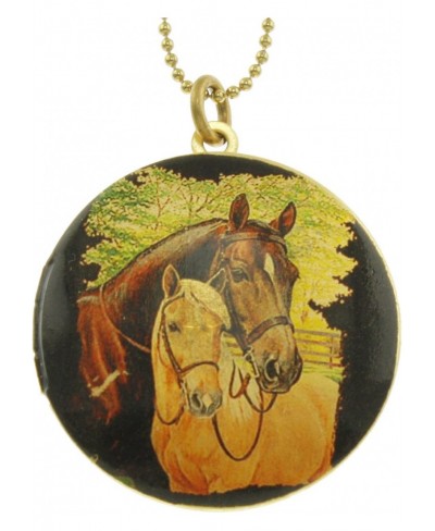 Horses Brass Photo Locket Pendant - Art Locket $19.52 Lockets