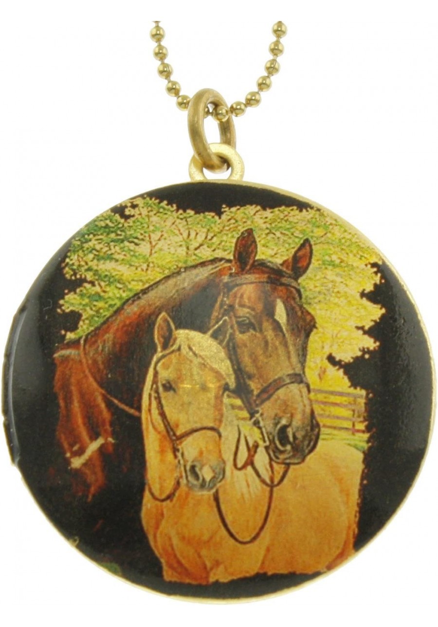 Horses Brass Photo Locket Pendant - Art Locket $19.52 Lockets