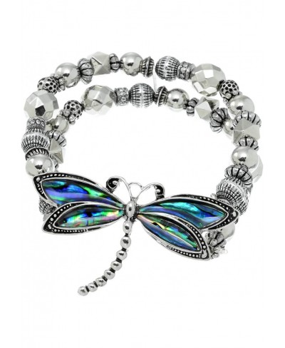 Silvertone Abalone Beaded Stretch Bracelet $17.19 Stretch