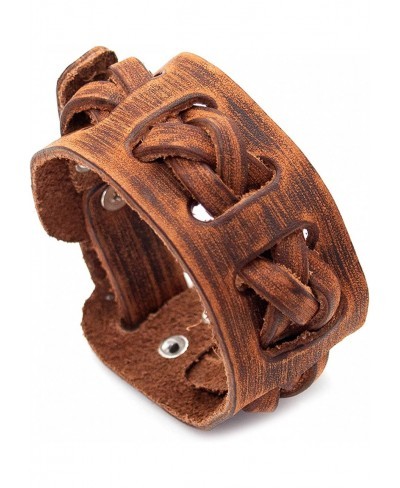 Punk Retro Twist Braided Wide Leather Wristband Arm Cuff Bracelet $10.20 Cuff