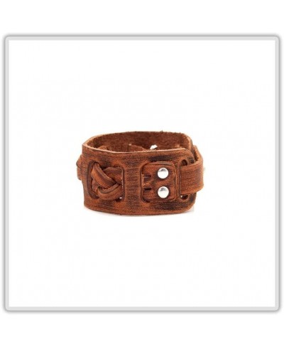 Punk Retro Twist Braided Wide Leather Wristband Arm Cuff Bracelet $10.20 Cuff