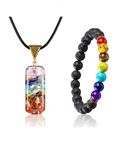 7 Healing Crystals Pendant Necklaces Chakra Bracelets Chakra Necklace Set Crystals and Healing Energy Necklace and Bracelets ...