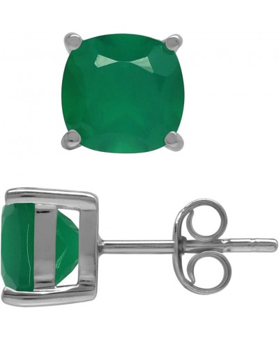 7mm Cushion Shape Birthstone Gemstone 925 Sterling Silver Stud Earrings $28.98 Stud