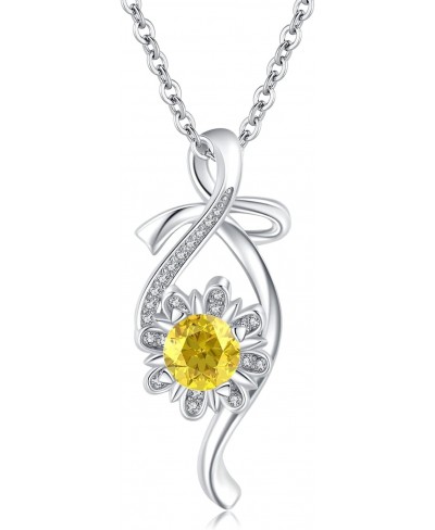 Dragonfly/Sunflower Necklace for Women 925 Sterling Silver Bow Necklace You are My Sunshine Pendant Yellow Sunflower Jewelry ...