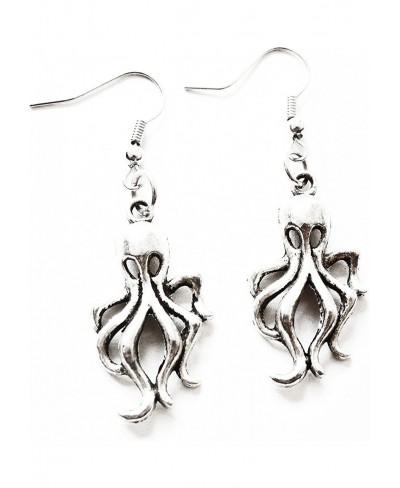 Ancient Silver Octopus Earrings Nautical Earrings Dangle Earrings Sea Earrings octopi Earrings $10.48 Drop & Dangle