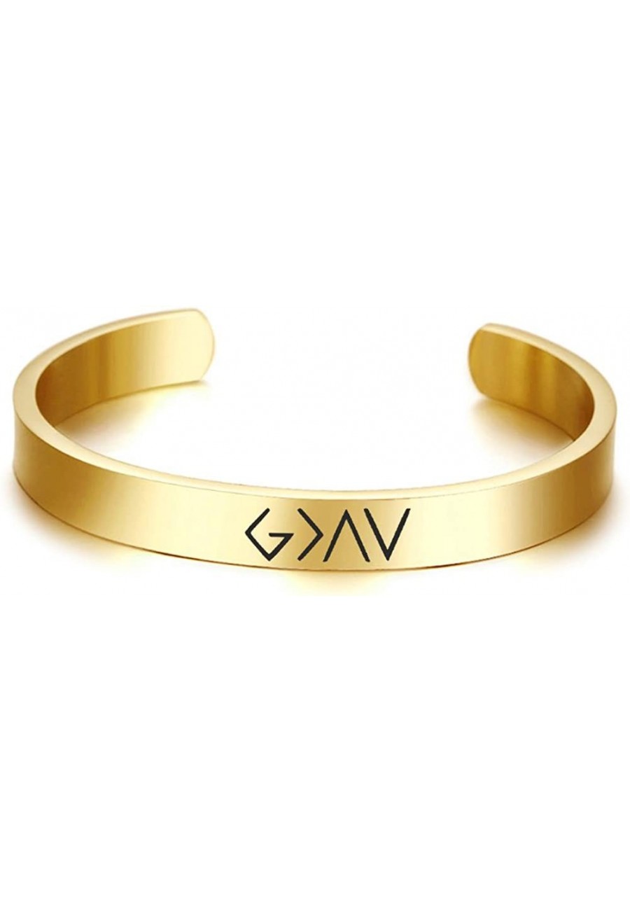 God is Greater Than High's and Low's Stainless Steel Inspirational Cuff Bangle Bracelet 59MM/64MM $14.68 Cuff