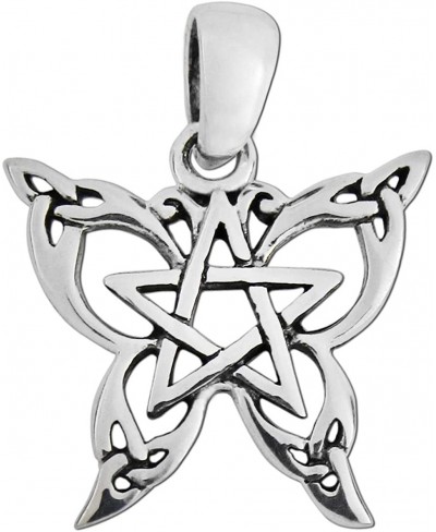 Sterling Silver Small Butterfly Pentacle Pendant $18.19 Pendants & Coins