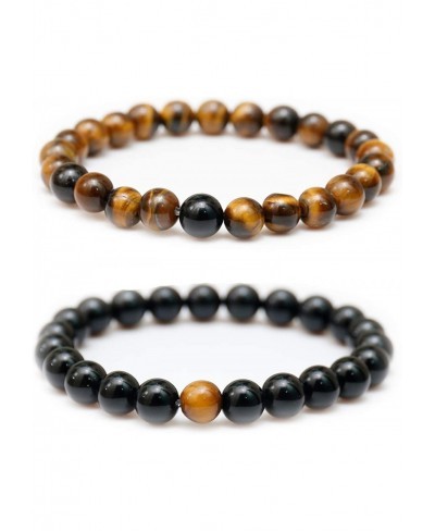 Couple Bracelets Stone Bead Elastic Bracelet Genuine Gemstone Bracelet $17.44 Strand