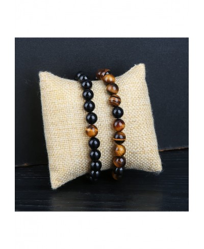 Couple Bracelets Stone Bead Elastic Bracelet Genuine Gemstone Bracelet $17.44 Strand