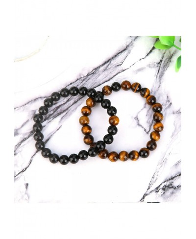 Couple Bracelets Stone Bead Elastic Bracelet Genuine Gemstone Bracelet $17.44 Strand