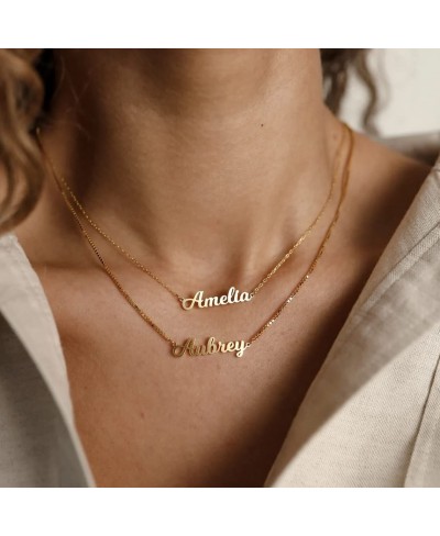 Name Necklace Personalized 18K Gold Plated Custom Necklaces Name Plate Necklaces Personalized Necklace for Women Girls $21.14...